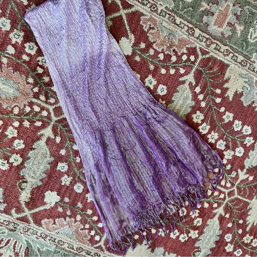 Purple Textured Fringe Scarf - Unbranded - Picture 5 of 5